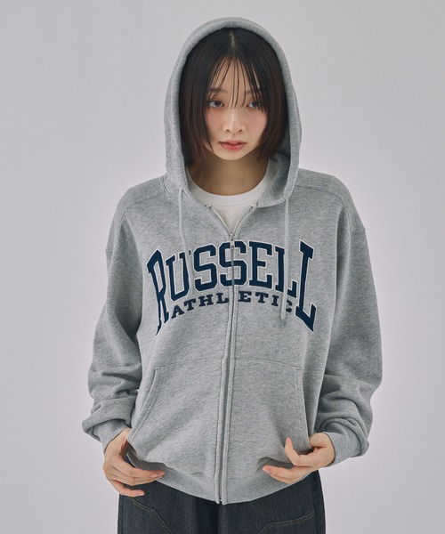 90s ラッセルアスレティック ジップパーカー グリーン 刺繍ロゴ 良フェード 90s ラッセルアスレティック ジップパーカー グリーン 刺繍ロゴ