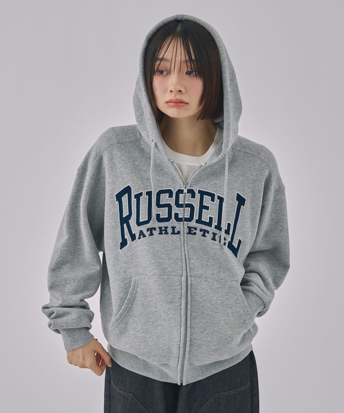 ★美品★RUSSELUNO ラッセルノ　ジップアップパーカー　サイズ　4 美品】ラッセルノ ジップパーカー 黒×白 ルチャマスク 袖異素材
