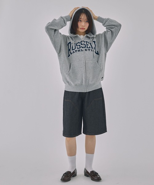 Russell Athletic（ラッセルアスレティック）の「【Unblend】RUSSELL ATHLETIC / ラッセル アスレティック ロゴワッペン刺繍 入コットンジップパーカー（パーカー・レディース・ネイビー/ブラウン/杢グレー・XL/M）」の10枚目の写真