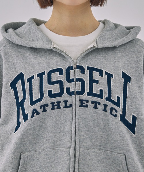 Russell Athletic（ラッセルアスレティック）の「【Unblend】RUSSELL ATHLETIC / ラッセル アスレティック ロゴワッペン刺繍 入コットンジップパーカー（パーカー・レディース・ネイビー/ブラウン/杢グレー・XL/M）」の11枚目の写真