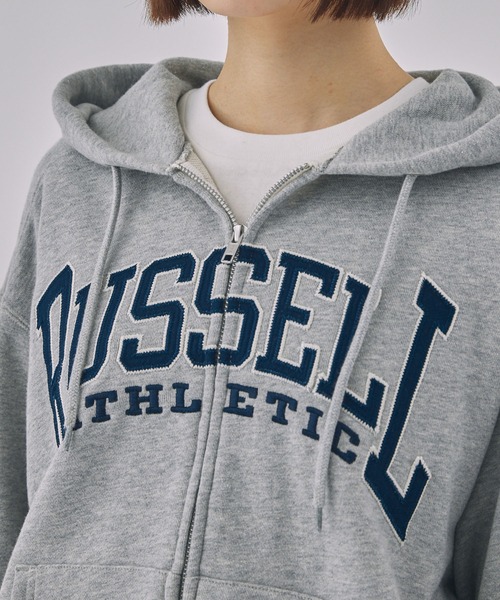 Russell Athletic（ラッセルアスレティック）の「【Unblend】RUSSELL ATHLETIC / ラッセル アスレティック ロゴワッペン刺繍 入コットンジップパーカー（パーカー・レディース・ネイビー/ブラウン/杢グレー・XL/M）」の12枚目の写真