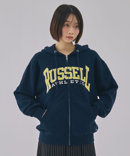 Russell Athletic（ラッセルアスレティック）の「【Unblend】RUSSELL ATHLETIC / ラッセル アスレティック ロゴワッペン刺繍 入コットンジップパーカー（パーカー・レディース・ネイビー/ブラウン/杢グレー・XL/M）」の15枚目の写真