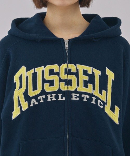 Russell Athletic（ラッセルアスレティック）の「【Unblend】RUSSELL ATHLETIC / ラッセル アスレティック ロゴワッペン刺繍 入コットンジップパーカー（パーカー・レディース・ネイビー/ブラウン/杢グレー・XL/M）」の22枚目の写真
