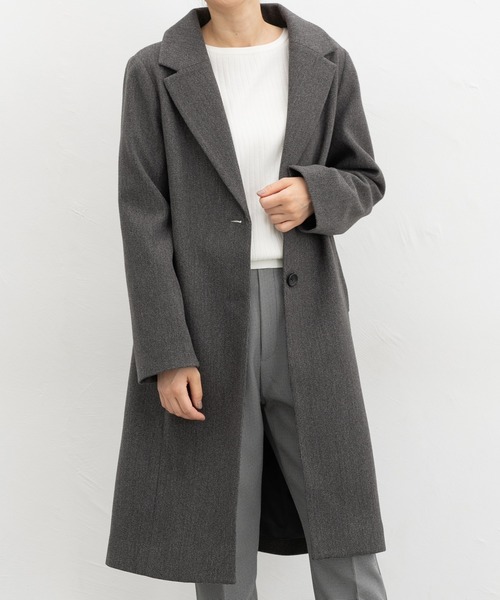 Honeys(ハニーズ)の「【抗菌防臭・静電気軽減】チェスターコート(チェスターコート・レディース・ベージュ系/ブラック/アイボリー/ブラウン系/ライトグレー系/キャメル/ヘザーチャコール・S/3L/M/LL/L)」の4枚目の写真