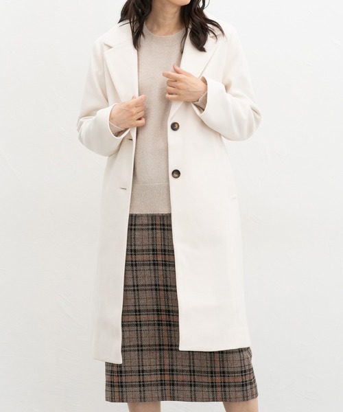 Honeys(ハニーズ)の「【抗菌防臭・静電気軽減】チェスターコート(チェスターコート・レディース・ベージュ系/ブラック/アイボリー/ブラウン系/ライトグレー系/キャメル/ヘザーチャコール・S/3L/M/LL/L)」の2枚目の写真