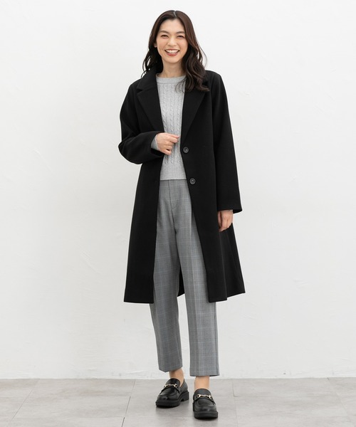 Honeys(ハニーズ)の「【抗菌防臭・静電気軽減】チェスターコート(チェスターコート・レディース・ベージュ系/ブラック/アイボリー/ブラウン系/ライトグレー系/キャメル/ヘザーチャコール・S/3L/M/LL/L)」の22枚目の写真