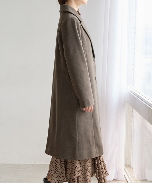 Honeys(ハニーズ)の「【抗菌防臭・静電気軽減】チェスターコート(チェスターコート・レディース・ベージュ系/ブラック/アイボリー/ブラウン系/ライトグレー系/キャメル/ヘザーチャコール・S/3L/M/LL/L)」の8枚目の写真