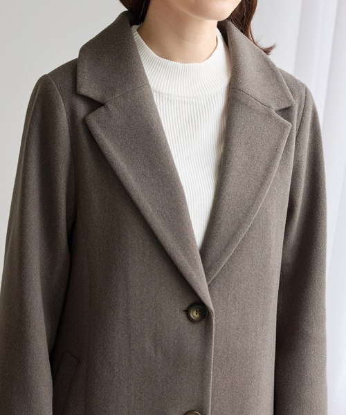 Honeys(ハニーズ)の「【抗菌防臭・静電気軽減】チェスターコート(チェスターコート・レディース・ベージュ系/ブラック/アイボリー/ブラウン系/ライトグレー系/キャメル/ヘザーチャコール・S/3L/M/LL/L)」の10枚目の写真