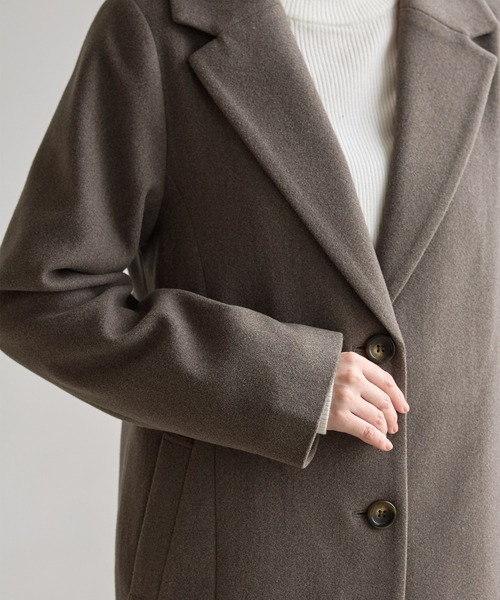 Honeys(ハニーズ)の「【抗菌防臭・静電気軽減】チェスターコート(チェスターコート・レディース・ベージュ系/ブラック/アイボリー/ブラウン系/ライトグレー系/キャメル/ヘザーチャコール・S/3L/M/LL/L)」の12枚目の写真