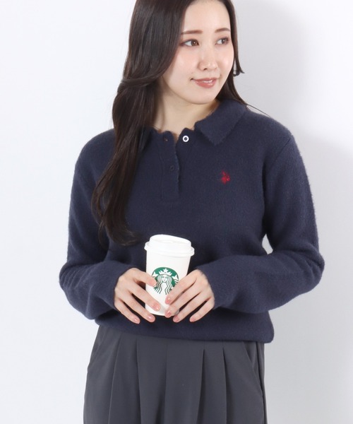 U.S. POLO ASSN.(ユーエスポロアッスン)の「U.S.POLO ASSN.(ユーエスポロアッスン)シャギーニット ポロプルオーバー/襟付き/ワンポイント刺繍/ベーシック・ノームコア(ニット/セーター・レディース・アイボリー/レッド/ネイビー・M/L)」の22枚目の写真