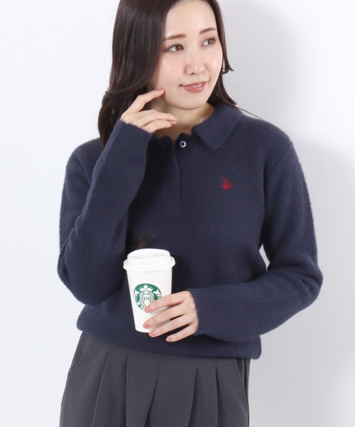 U.S. POLO ASSN.(ユーエスポロアッスン)の「U.S.POLO ASSN.(ユーエスポロアッスン)シャギーニット ポロプルオーバー/襟付き/ワンポイント刺繍/ベーシック・ノームコア(ニット/セーター・レディース・アイボリー/レッド/ネイビー・M/L)」の21枚目の写真