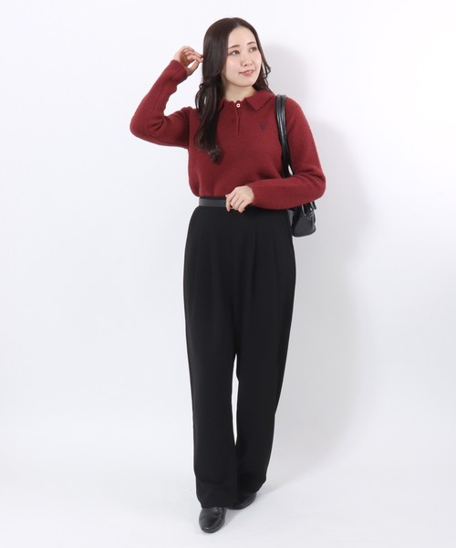 U.S. POLO ASSN.(ユーエスポロアッスン)の「U.S.POLO ASSN.(ユーエスポロアッスン)シャギーニット ポロプルオーバー/襟付き/ワンポイント刺繍/ベーシック・ノームコア(ニット/セーター・レディース・アイボリー/レッド/ネイビー・M/L)」の11枚目の写真