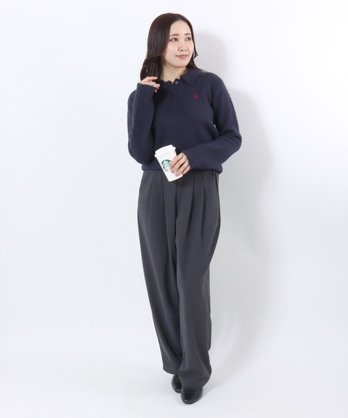 U.S. POLO ASSN.(ユーエスポロアッスン)の「U.S.POLO ASSN.(ユーエスポロアッスン)シャギーニット ポロプルオーバー/襟付き/ワンポイント刺繍/ベーシック・ノームコア(ニット/セーター・レディース・アイボリー/レッド/ネイビー・M/L)」の19枚目の写真