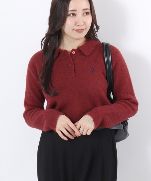 U.S. POLO ASSN.（ユーエスポロアッスン）の「U.S.POLO ASSN.（ユーエスポロアッスン）シャギーニット ポロプルオーバー/襟付き/ワンポイント刺繍/ベーシック・ノームコア（ニット/セーター・レディース・アイボリー/レッド/ネイビー・M/L）」の15枚目の写真