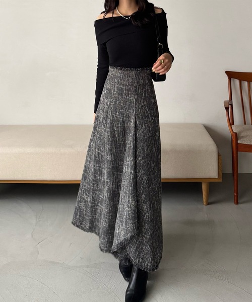 スカート syu セール】《セットアップ対応》ウォッシャブルダンボールフレアスカート