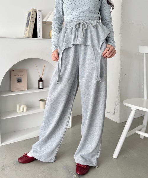 SOLLON.(ソルロン)の「ガーターベルトデザインスウェットパンツ(スウェットパンツ・レディース・グレー/ブラック・FREE)」の1枚目の写真