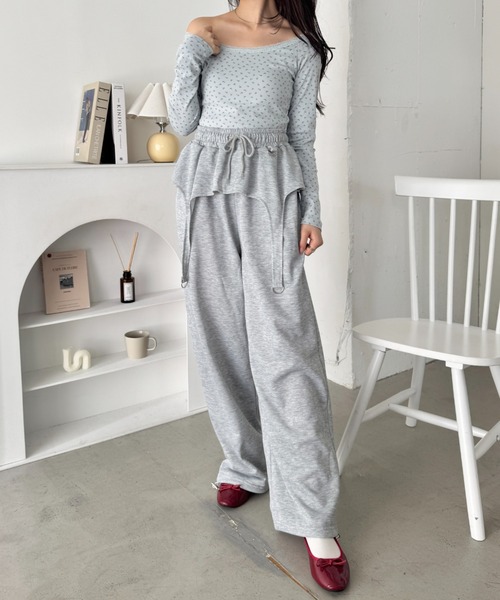 SOLLON.(ソルロン)の「ガーターベルトデザインスウェットパンツ(スウェットパンツ・レディース・グレー/ブラック・FREE)」の11枚目の写真