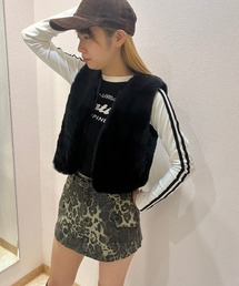 フェイクファーショートベスト