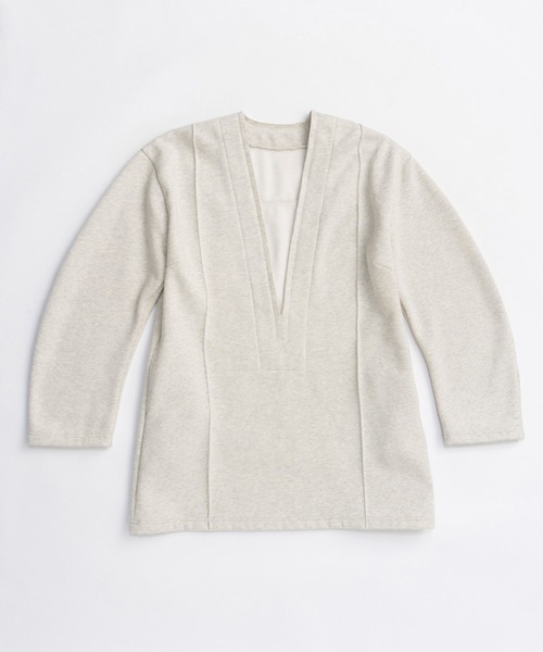 PRANK PROJECT（プランクプロジェクト）の「ディープVネックスウェット / Deep V-Neck Sweatshirt（スウェット・レディース・ライトグレー/ブラック・FREE）」の6枚目の写真