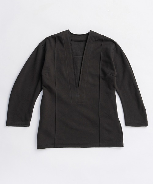 PRANK PROJECT（プランクプロジェクト）の「ディープVネックスウェット / Deep V-Neck Sweatshirt（スウェット・レディース・ライトグレー/ブラック・FREE）」の4枚目の写真