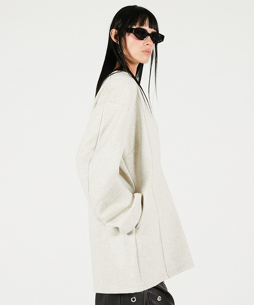 PRANK PROJECT（プランクプロジェクト）の「ディープVネックスウェット / Deep V-Neck Sweatshirt（スウェット・レディース・ライトグレー/ブラック・FREE）」の14枚目の写真