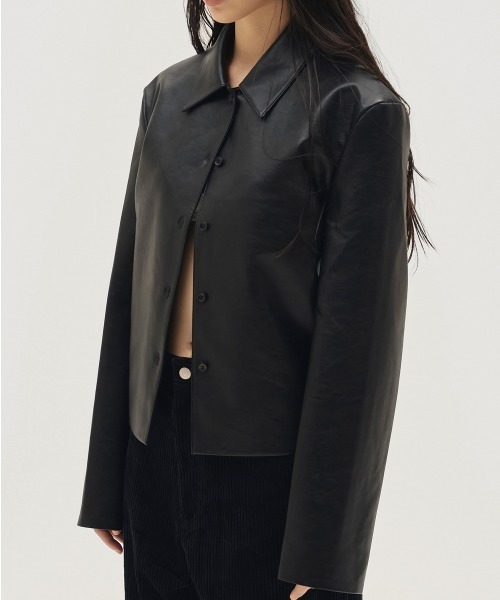 TODAYFUL（トゥデイフル）の「Leather Shirts Jacket（テーラードジャケット・レディース・ブラック/ダークブラウン・38inch/36inch）」の10枚目の写真