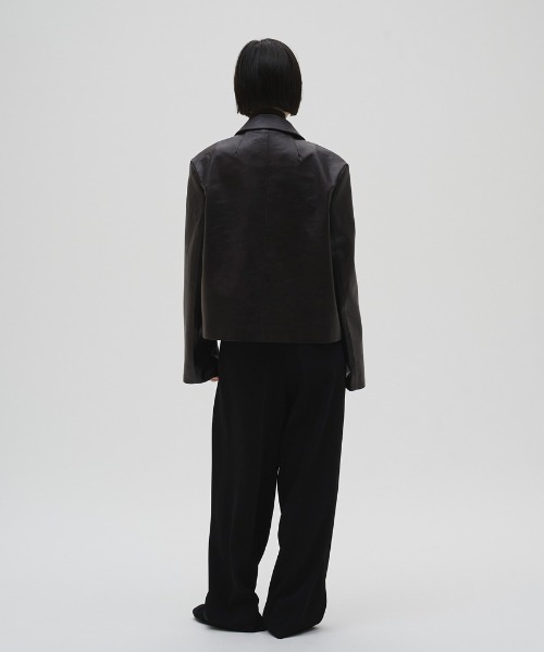 TODAYFUL（トゥデイフル）の「Leather Shirts Jacket（テーラードジャケット・レディース・ブラック/ダークブラウン・38inch/36inch）」の4枚目の写真