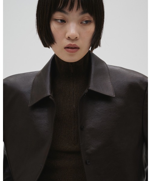 TODAYFUL（トゥデイフル）の「Leather Shirts Jacket（テーラードジャケット・レディース・ブラック/ダークブラウン・38inch/36inch）」の5枚目の写真
