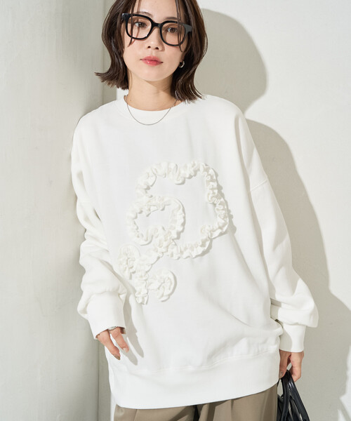 限定展開 花 フリル 刺繍 裏起毛 スウェット（スウェット）｜FREAK'S