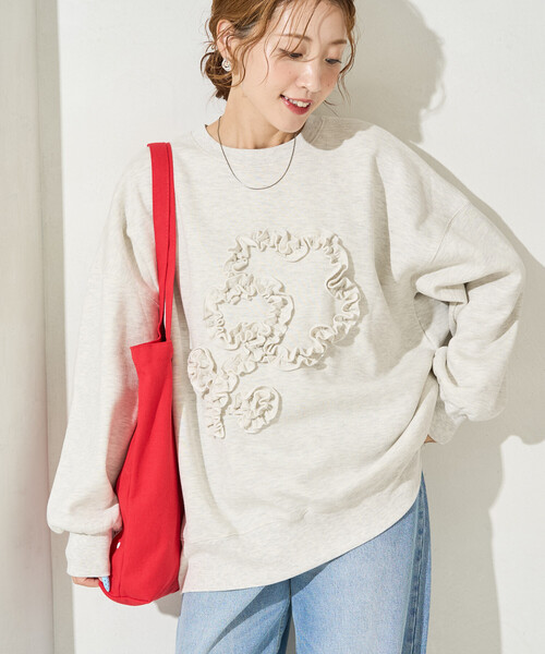 限定展開 花 フリル 刺繍 裏起毛 スウェット（スウェット）｜FREAK'S