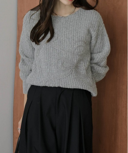 AMELY(エミリー)の「リボンラインニット(ニット/セーター・レディース・グレー/アイボリー/ブラック・フリー)」の16枚目の写真