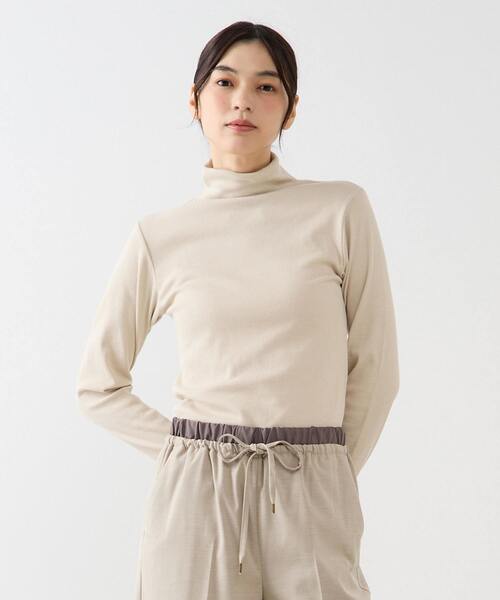 MELROSE claire（メルローズ クレール）の「【スパンテレコタートルネック】（Tシャツ/カットソー・レディース・オフホワイト/ベージュ/ブラック/ホワイト×ブラック・FREE）」の4枚目の写真