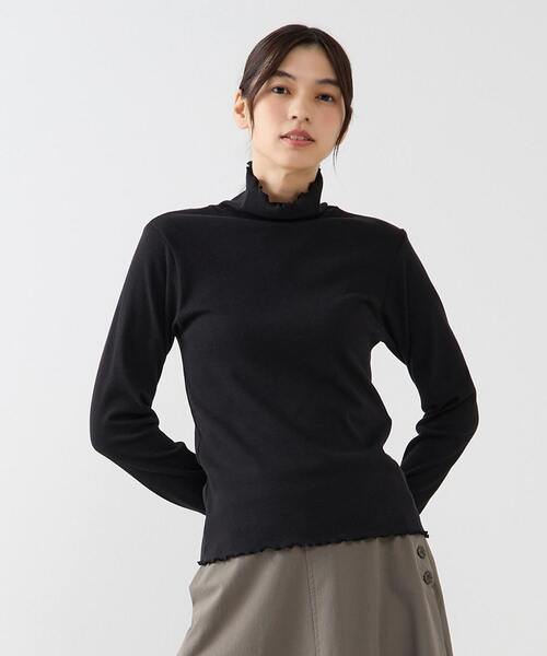 MELROSE claire（メルローズ クレール）の「【スパンテレコタートルネック】（Tシャツ/カットソー・レディース・オフホワイト/ベージュ/ブラック/ホワイト×ブラック・FREE）」の3枚目の写真