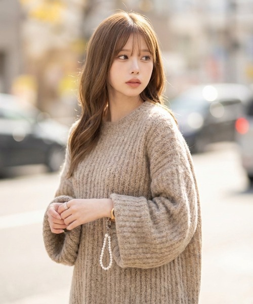 L LABEL（エルラベル）の「ボリュームオーバーサイズニット（ニット/セーター・レディース・ベージュ/グレー/アイボリー/ブラウン・FREE）」の17枚目の写真