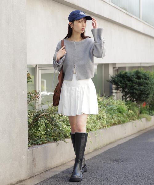 FREE'S MART（フリーズマート）の「◆ダブルジップキャンディスリーブカーディガン（ニット/セーター・レディース・グレー/ブルー/ホワイト・FREE）」の9枚目の写真