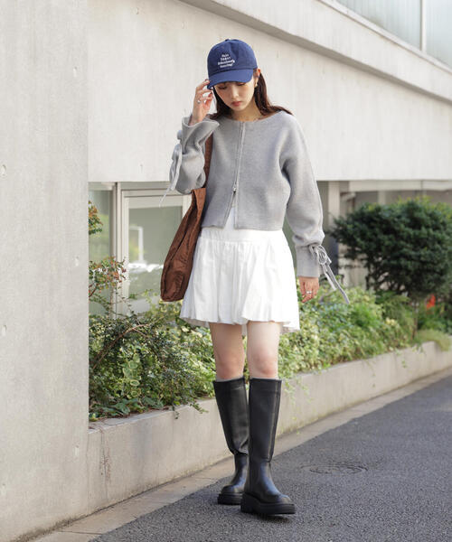 FREE'S MART（フリーズマート）の「◆ダブルジップキャンディスリーブカーディガン（ニット/セーター・レディース・グレー/ブルー/ホワイト・FREE）」の10枚目の写真