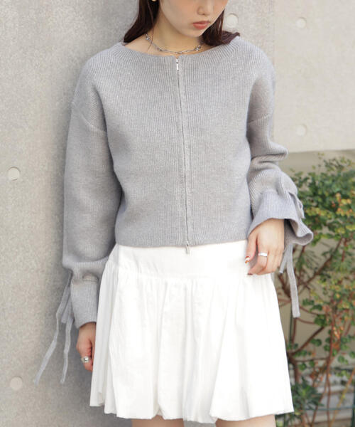FREE'S MART（フリーズマート）の「◆ダブルジップキャンディスリーブカーディガン（ニット/セーター・レディース・グレー/ブルー/ホワイト・FREE）」の11枚目の写真