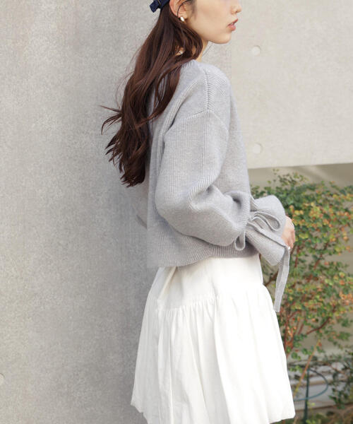 FREE'S MART（フリーズマート）の「◆ダブルジップキャンディスリーブカーディガン（ニット/セーター・レディース・グレー/ブルー/ホワイト・FREE）」の12枚目の写真