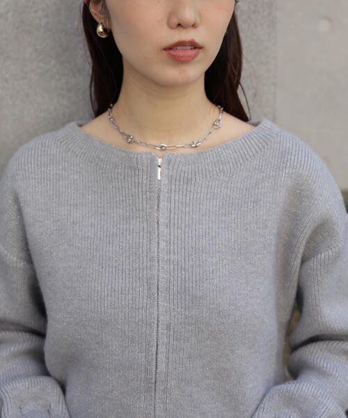 FREE'S MART（フリーズマート）の「◆ダブルジップキャンディスリーブカーディガン（ニット/セーター・レディース・グレー/ブルー/ホワイト・FREE）」の14枚目の写真