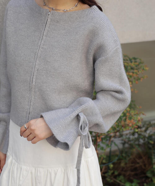 FREE'S MART（フリーズマート）の「◆ダブルジップキャンディスリーブカーディガン（ニット/セーター・レディース・グレー/ブルー/ホワイト・FREE）」の15枚目の写真