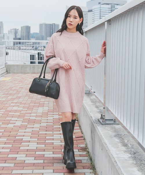 Honeys（ハニーズ）の「パール付ニットワンピ（ワンピース・レディース・アイボリー/杢グレー/ピンク・L/M/S）」の19枚目の写真