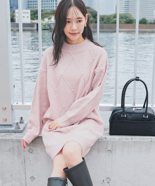 Honeys（ハニーズ）の「パール付ニットワンピ（ワンピース・レディース・アイボリー/杢グレー/ピンク・L/M/S）」の22枚目の写真