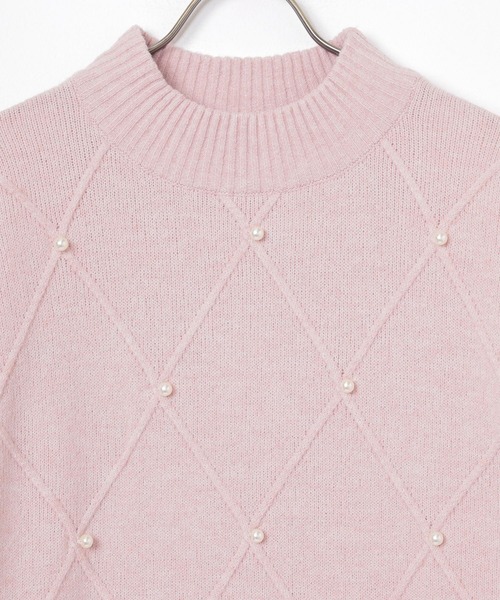 Honeys（ハニーズ）の「パール付ニットワンピ（ワンピース・レディース・アイボリー/杢グレー/ピンク・L/M/S）」の5枚目の写真