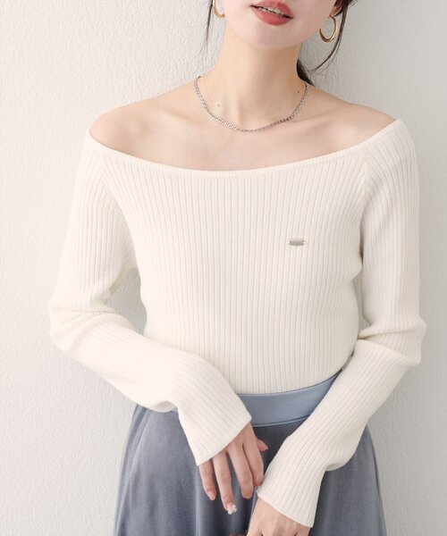 natural couture（ナチュラルクチュール）の「バレエネックリブニットプルオーバー（ニット/セーター・レディース・ピンク/ブラウン/オフホワイト/ブラック・FREE）」の5枚目の写真