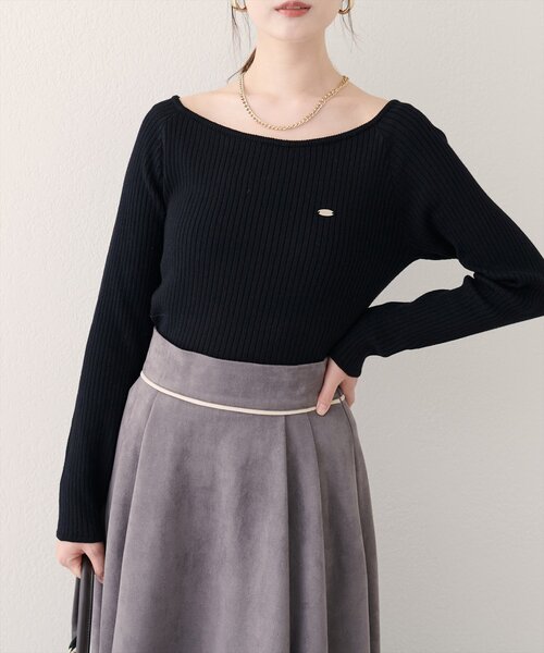 natural couture（ナチュラルクチュール）の「バレエネックリブニットプルオーバー（ニット/セーター・レディース・ピンク/ブラウン/オフホワイト/ブラック・FREE）」の9枚目の写真