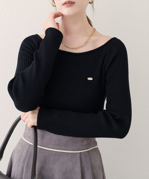 natural couture（ナチュラルクチュール）の「バレエネックリブニットプルオーバー（ニット/セーター・レディース・ピンク/ブラウン/オフホワイト/ブラック・FREE）」の10枚目の写真