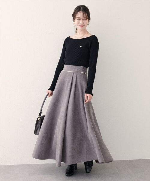 natural couture（ナチュラルクチュール）の「バレエネックリブニットプルオーバー（ニット/セーター・レディース・ピンク/ブラウン/オフホワイト/ブラック・FREE）」の11枚目の写真