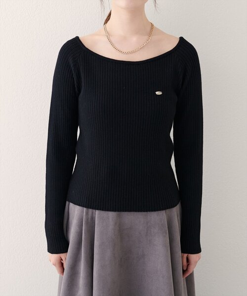 natural couture（ナチュラルクチュール）の「バレエネックリブニットプルオーバー（ニット/セーター・レディース・ピンク/ブラウン/オフホワイト/ブラック・FREE）」の12枚目の写真