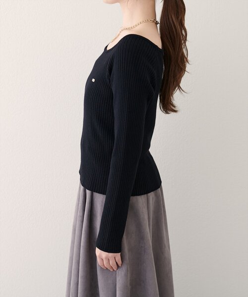 natural couture（ナチュラルクチュール）の「バレエネックリブニットプルオーバー（ニット/セーター・レディース・ピンク/ブラウン/オフホワイト/ブラック・FREE）」の13枚目の写真