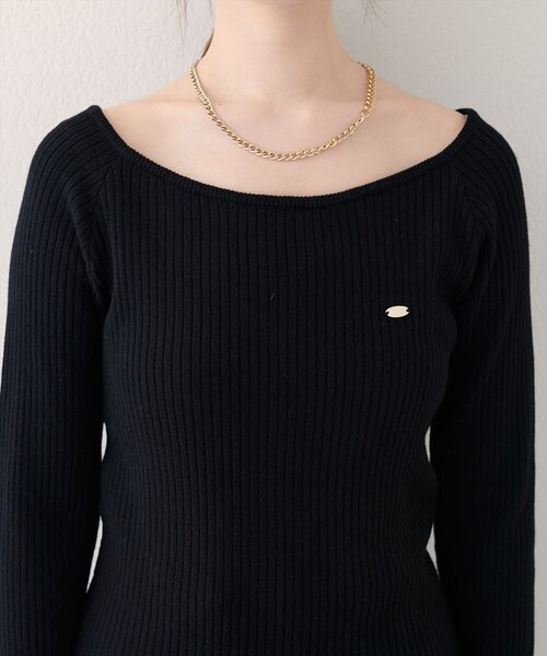 natural couture（ナチュラルクチュール）の「バレエネックリブニットプルオーバー（ニット/セーター・レディース・ピンク/ブラウン/オフホワイト/ブラック・FREE）」の15枚目の写真